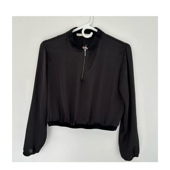 Zara Black silky top with embroidery, size M - Picture 2 of 6